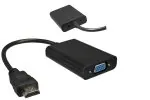 DINIC HDMI Adapter Typ A 19pol Stecker auf VGA Buchse, mit Audio-Buchse, schwarz
